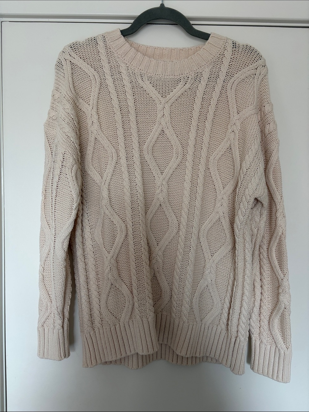 Cream Crewneck Cable Knit Women’s Sweater